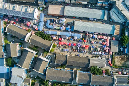 贫民窟城市中的房屋 aerial view