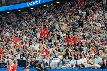 观众们在体育场为他们的队伍欢呼