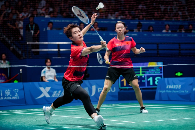 AFP 照片上的一名中国选手在香港参加羽毛球比赛