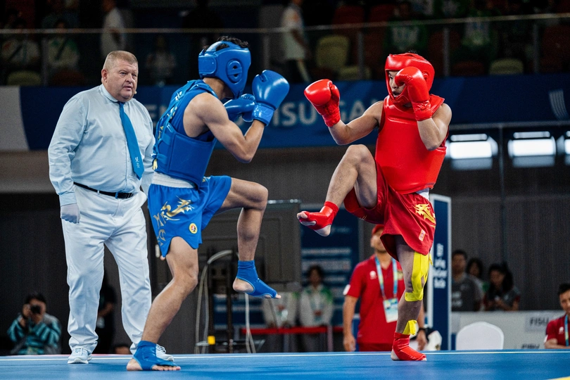 中国最受欢迎的运动之一是踢拳道 照片由<人>/盖蒂图片拍摄。