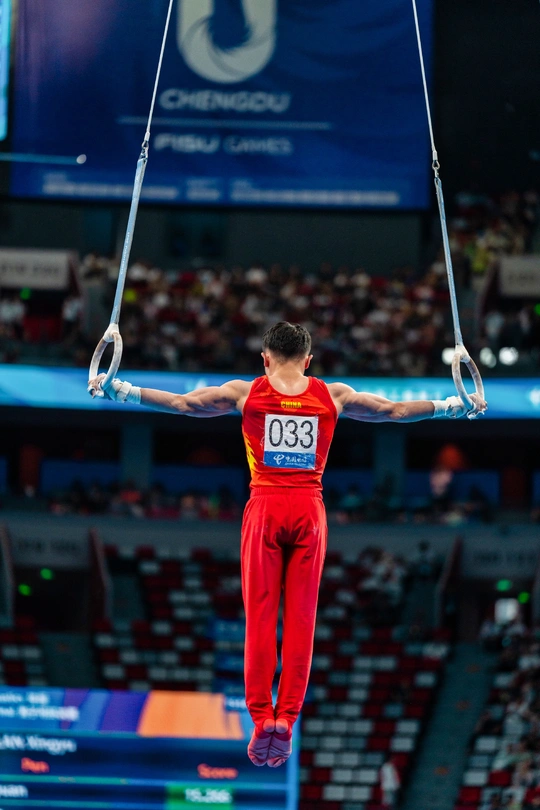 作为一名职业运动员在环上表演的人