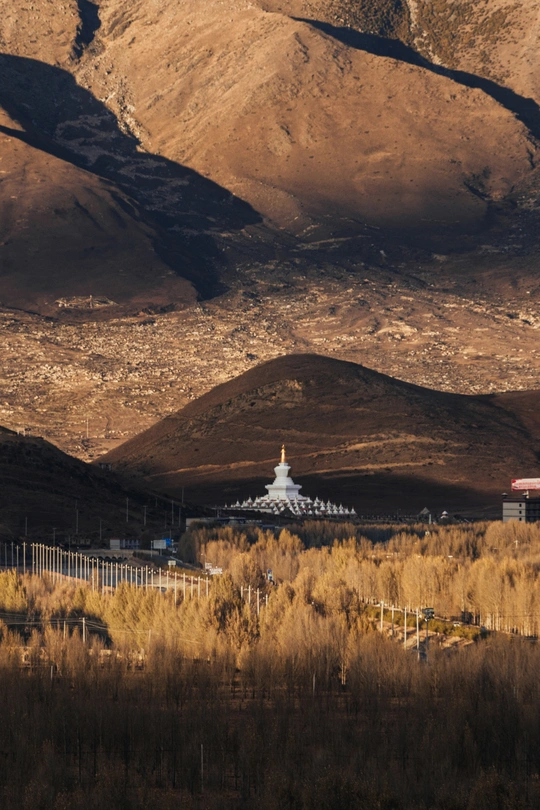 前景有山丘和建筑