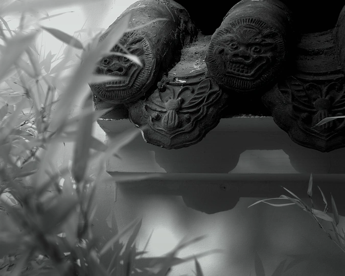 一尊黑白海龟的雕像