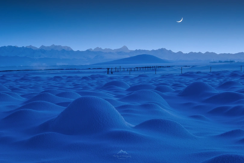 雪景 沙漠 雪 沙 地平线 山 蓝天