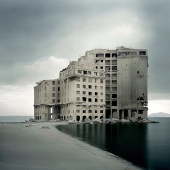 废弃在海边的建筑