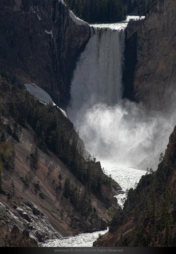 水从瀑布的侧面流下