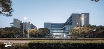 城市中的一座带树的前现代建筑