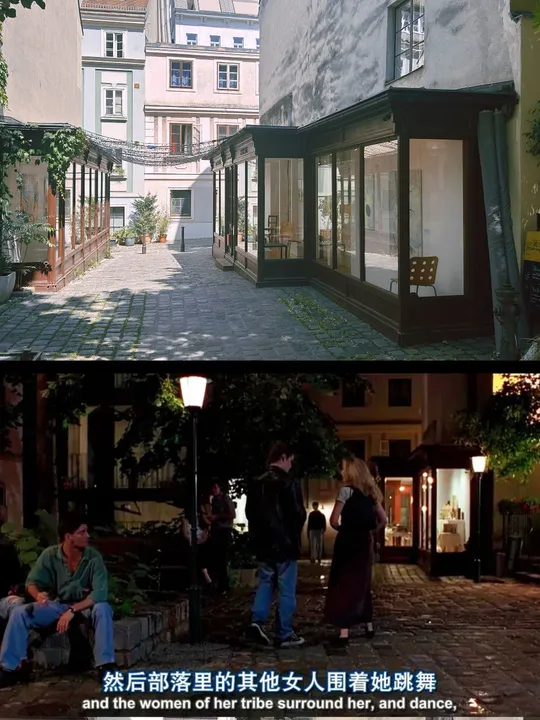 一些人坐在建筑物外面