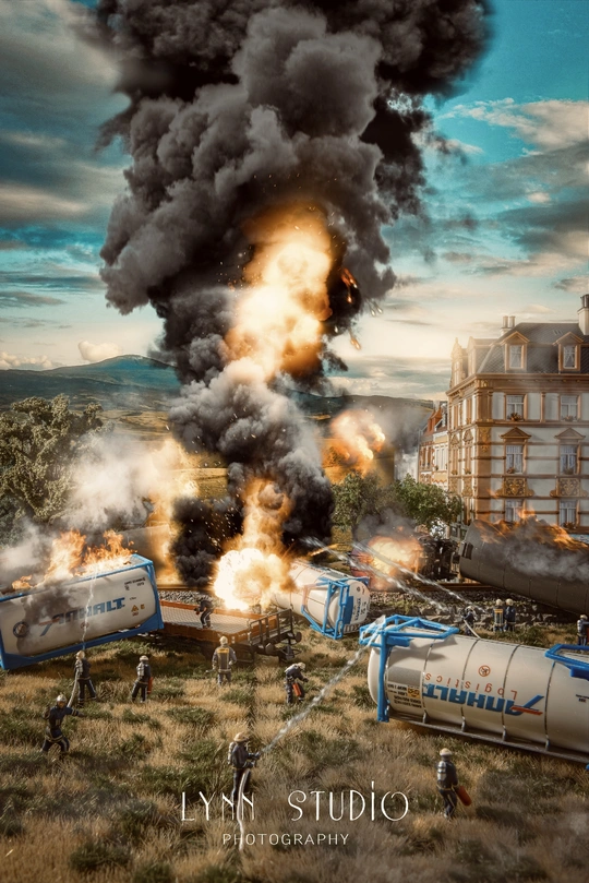 火车排放黑烟的海报