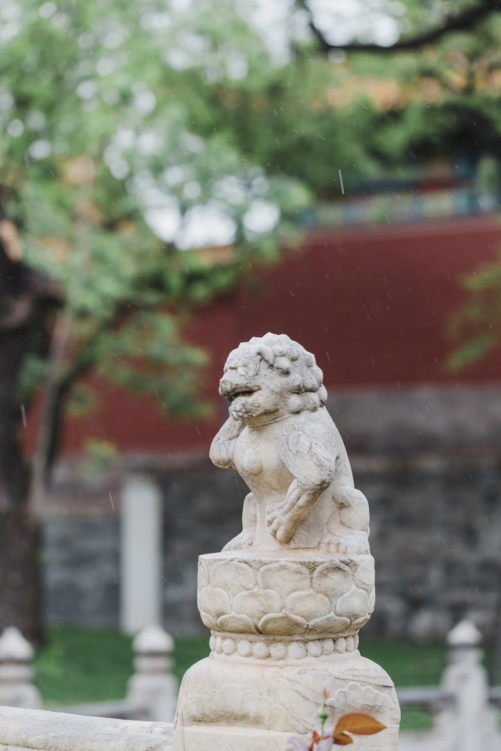 雨中•断虹桥怪狮子