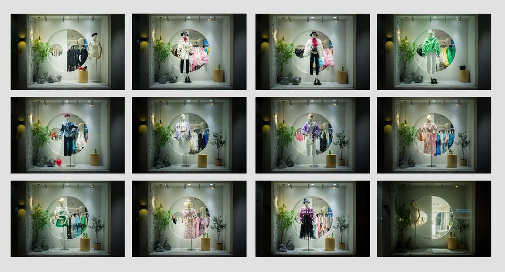 圣诞节窗口展示的耶稣诞生场景的图片