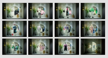 圣诞节窗口展示的耶稣诞生场景的图片