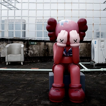 一个位于建筑物中央的巨大气球雕塑