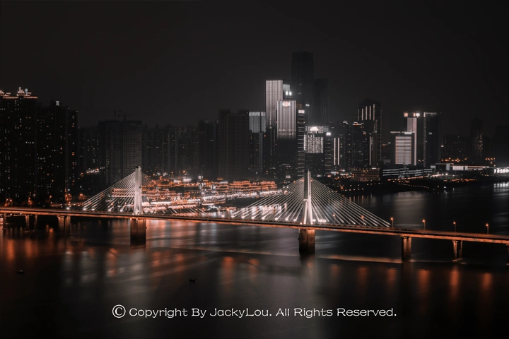 夜幕下的湘江二桥