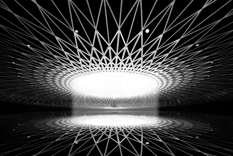 星空下的隧道水面的数字艺术