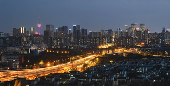 夜晚的城市照片 建筑物的灯光