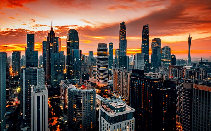 广州曼哈顿的日出