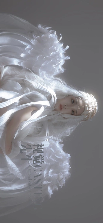 白色连衣裙的女子数字艺术