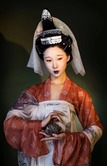 一位穿着传统和服的年轻女士的肖像