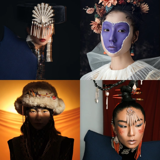 穿着传统服装和帽子的人物肖像