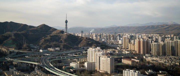 青海西宁城市景观俯瞰
