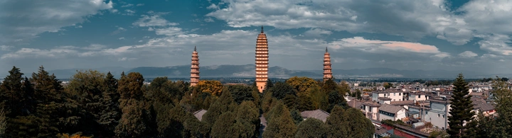 大理崇圣寺三塔全景图