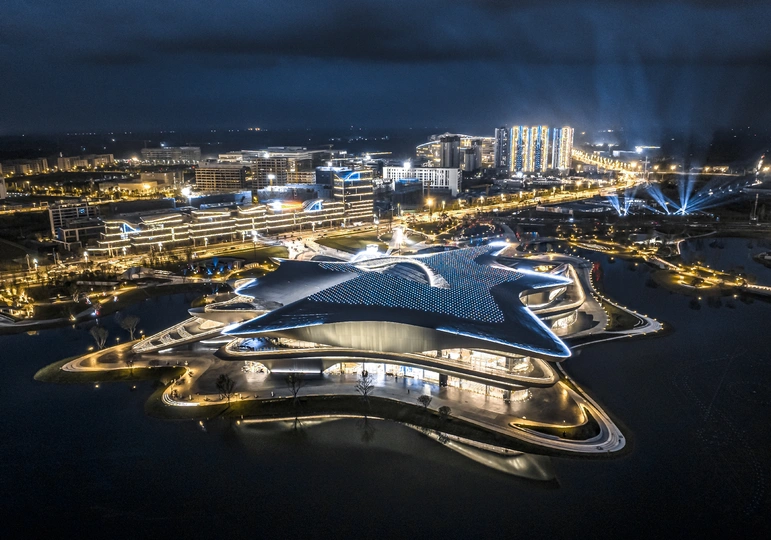 夜晚的城市 aerial view