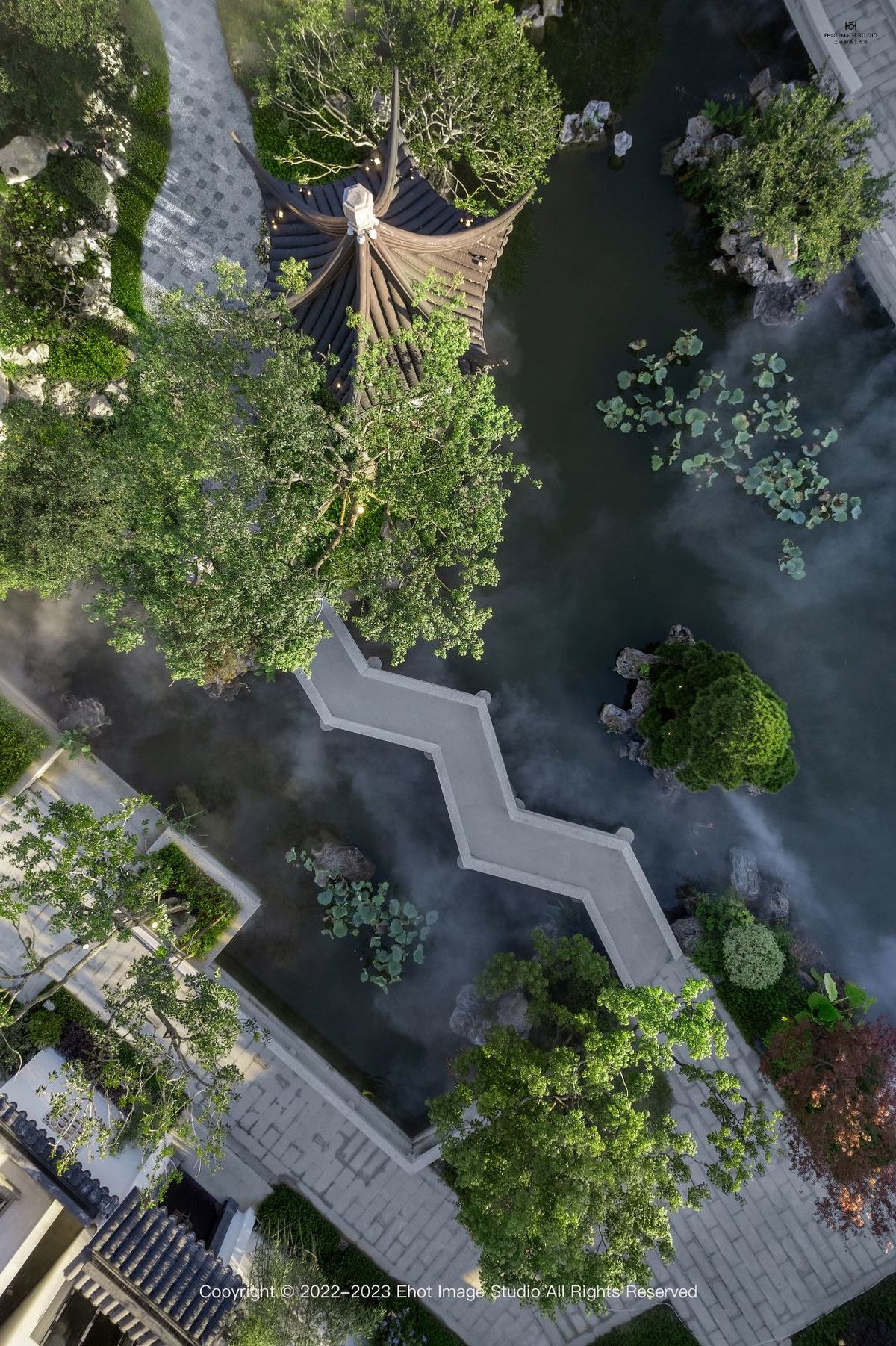 城市 aerial view 树木 建筑 河流
