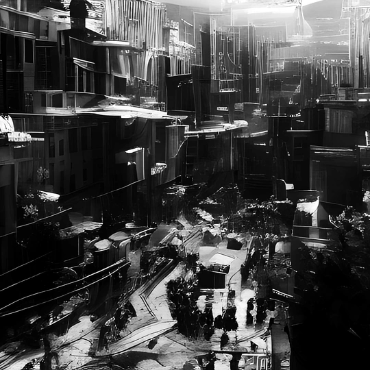 夜晚的城市黑白照片 高楼大厦