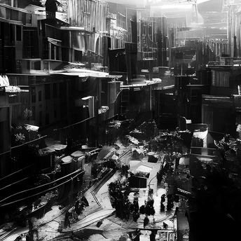 夜晚的城市黑白照片 高楼大厦