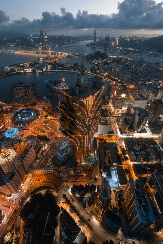 夜晚的城市 aerial view