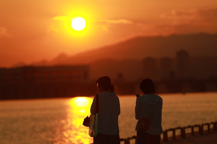 记录今日孟洲坝落日余晖