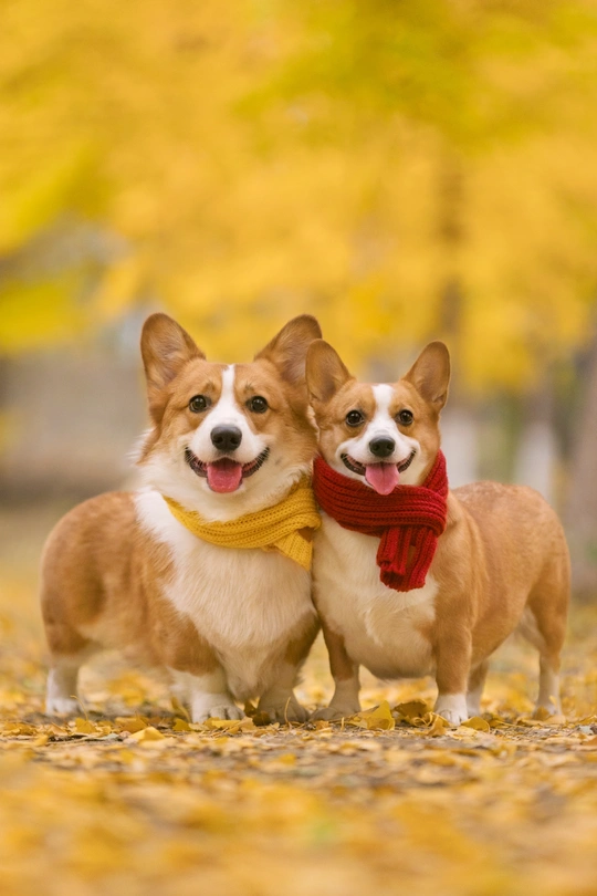 公园里坐着的几只狗