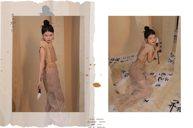 一位穿着<人名>设计的裙子的模特的图片