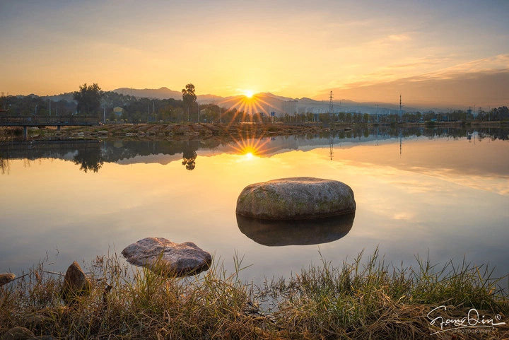 日出时分的龙州湿地