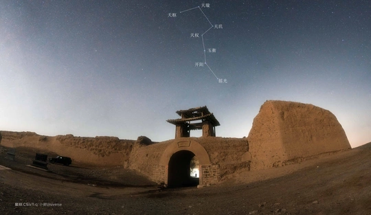 夜空中的恒星轨迹 位于约旦瓦迪鲁姆沙漠。