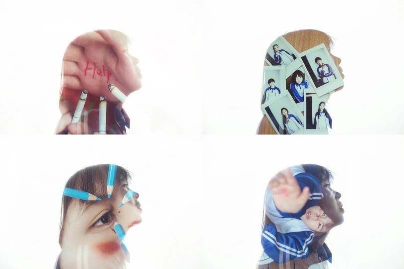 一组女人脸部和女孩头的照片拼贴