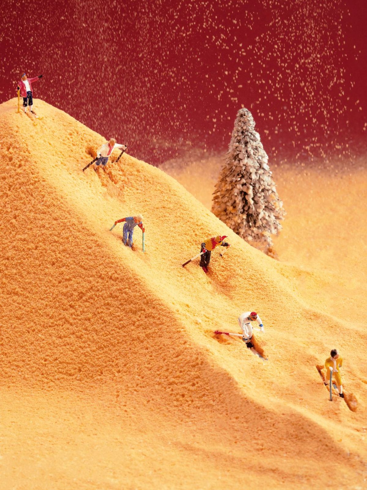一群人在沙漠中的山顶