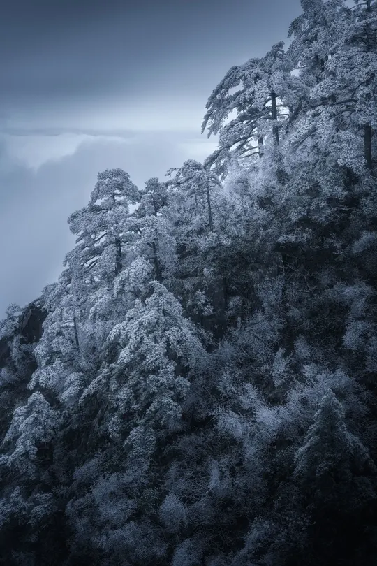 雾气缭绕的雪山