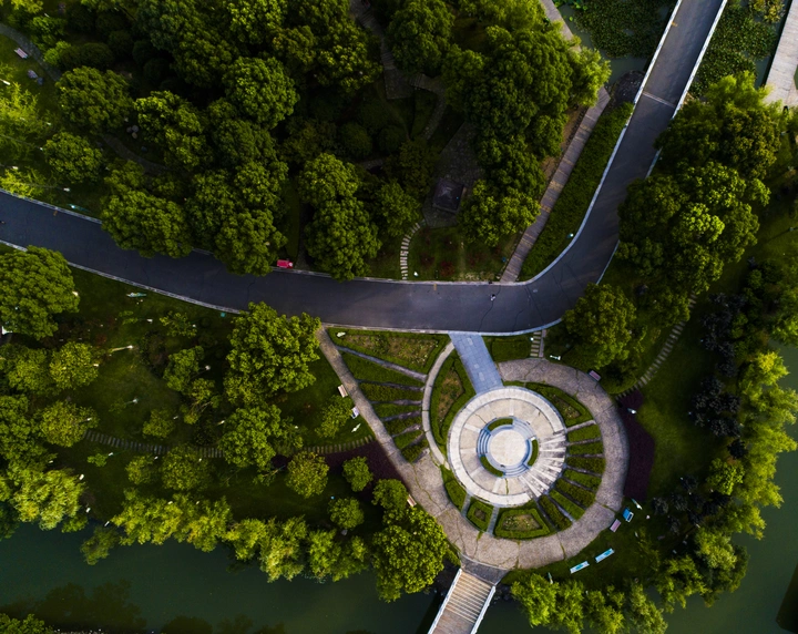 航拍下的公园，不一样的视觉体验
