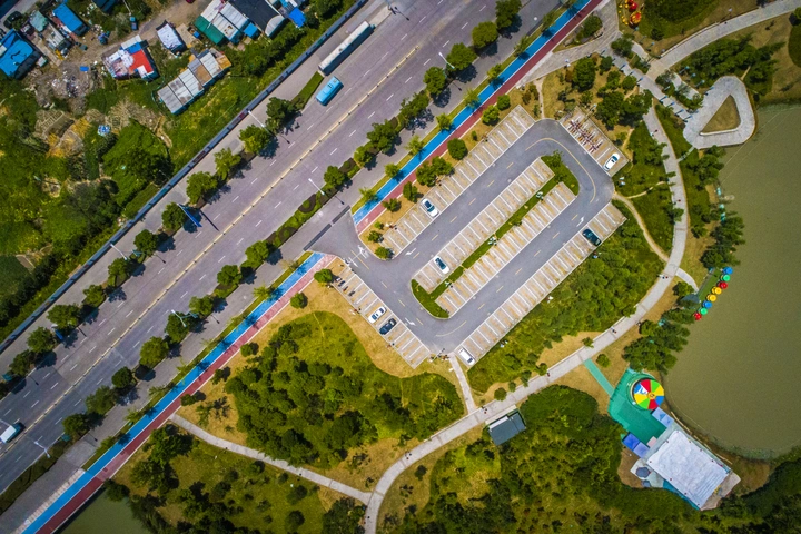 航拍下的温岭九龙湖生态湿地公园