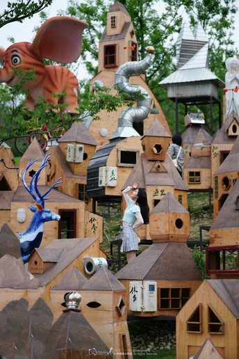 鸟巢花园里的一堆鸟巢