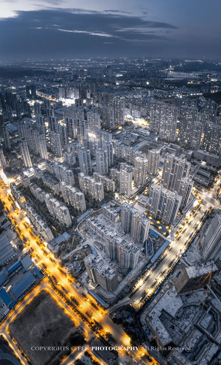 武汉城市高空夜景