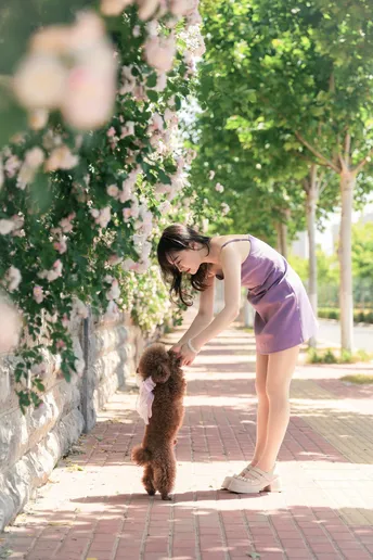 一个小女孩抱着一只棕色的小泰迪熊