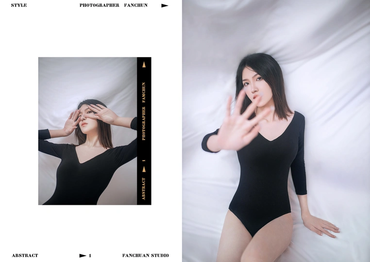 一张女人在床上摆姿势的黑白照片