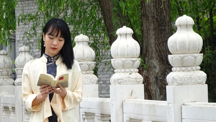 淑女凭栏读诗书