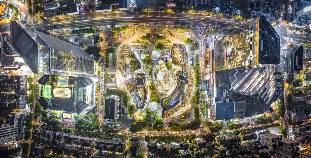 世界上最高楼的夜景城市景观鸟瞰图