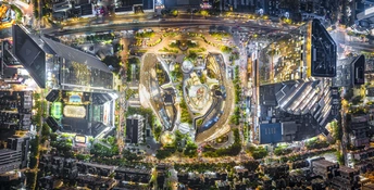 世界上最高楼的夜景城市景观鸟瞰图