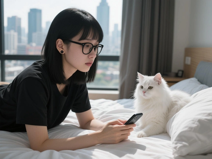 女孩与猫